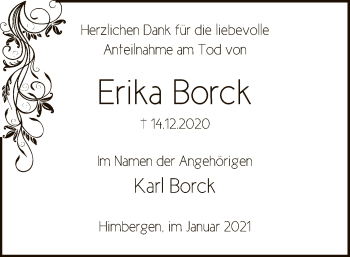 Todesanzeige von Erika Borck von UEL