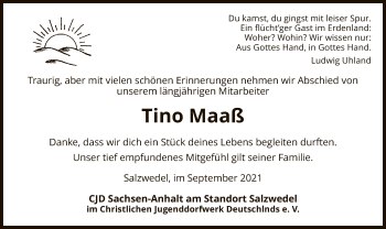 Todesanzeige von Tino Maaß von UEL