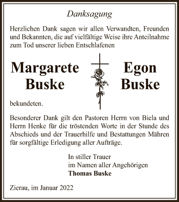 Todesanzeige von Margarete Buske von UEL