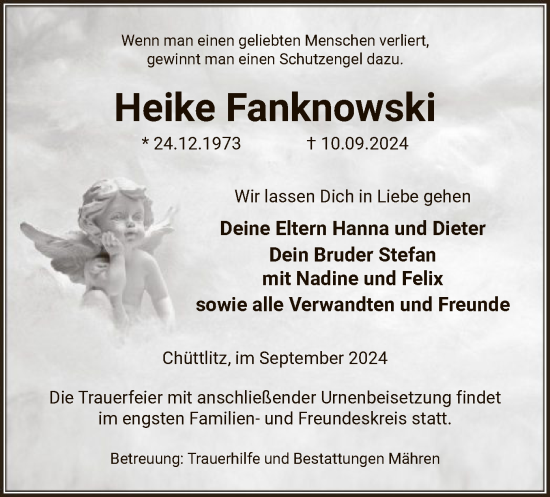 Todesanzeige von Heike Fanknowski von UEL