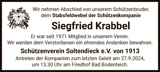 Todesanzeige von Siegfried Krabbel von UEL