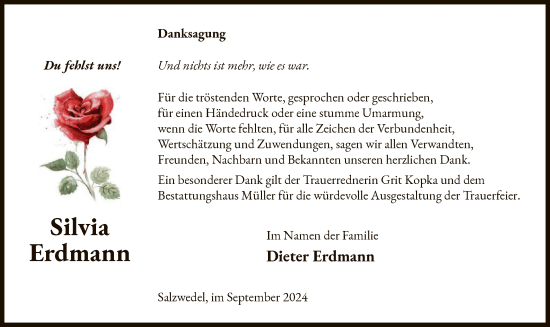 Todesanzeige von Silvia Erdmann von UEL