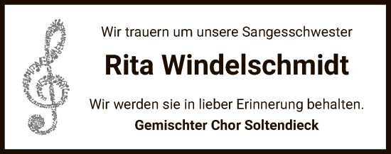 Todesanzeige von Rita Windelschmidt von UEL